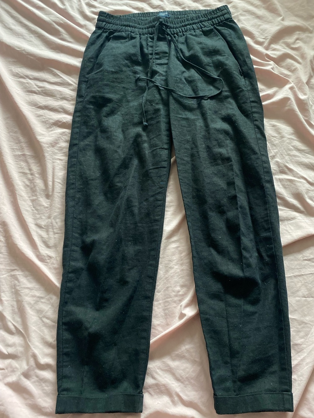 J. Crew Linen Black Drawstring Pants